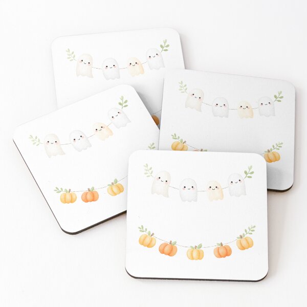 Item preview, Watercolor ghost and pumpkin bunting swags designed and sold by MendaciousMina.