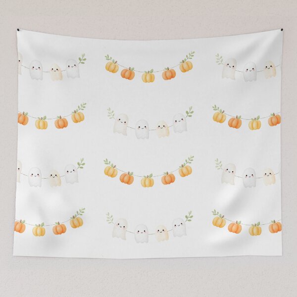 Item preview, Watercolor ghost and pumpkin bunting swags designed and sold by MendaciousMina.