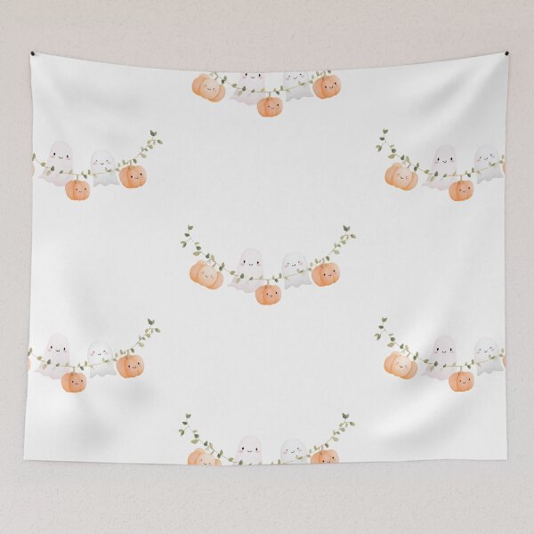 Item preview, Watercolor ghost and pumpkin bunting swag designed and sold by MendaciousMina.