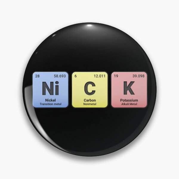 Artikelvorschau, Nick, individueller Name aus Elementen des Periodensystems, personalisiertes Chemie-Design, wissenschaftliches Geschenk für Nerds und Studenten entworfen und verkauft von chipmuckdesignn.