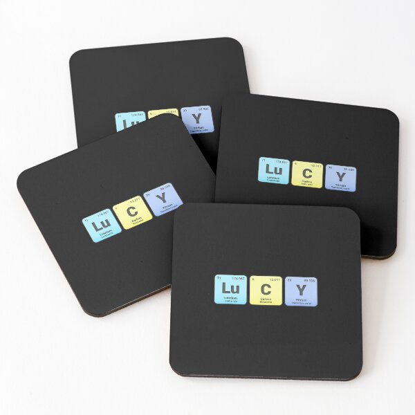 Aperçu de l'œuvre Lucy, prénom personnalisé à partir des éléments du tableau périodique, design de chimie personnalisé, cadeau scientifique pour les nerds et les étudiants créée et vendue par chipmuckdesignn.