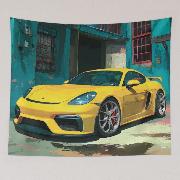Item preview, Porsche 718 Cayman GT4 Garage Wall Art Print designed and sold by AutoPopStudio.