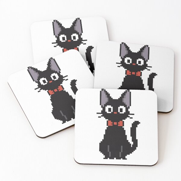 Item preview, Pixel Black Cat with Red Bow – Cute Retro 8-Bit Cat Design designed and sold by AddictiveDesign.
