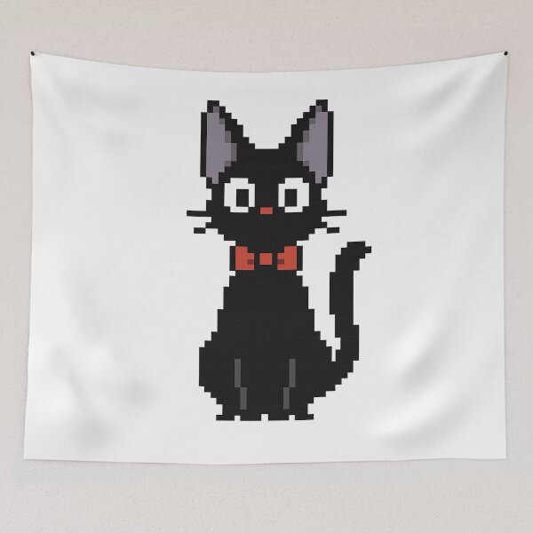Item preview, Pixel Black Cat with Red Bow – Cute Retro 8-Bit Cat Design designed and sold by AddictiveDesign.