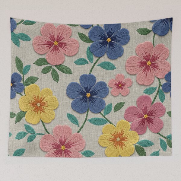 Item preview, Embroidered Pansy Flower Pattern designed and sold by MySignatureItems.