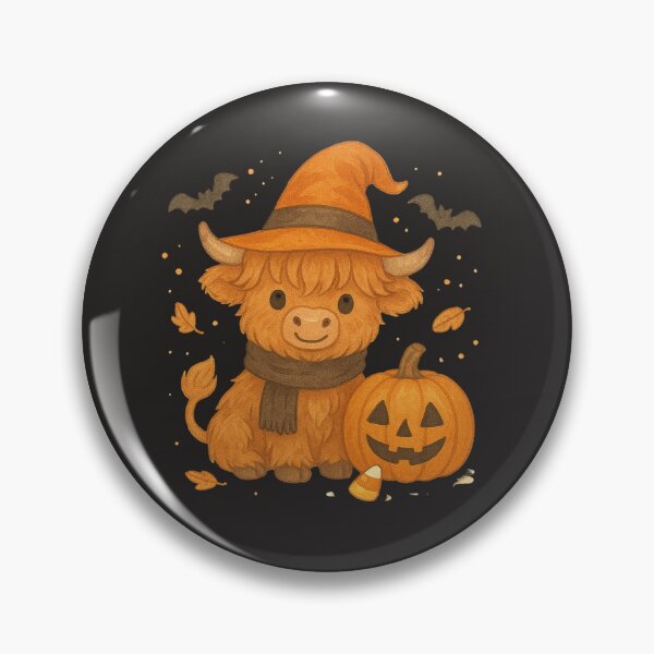 Item preview, Cute Highland Cow Witch Halloween | Kawaii Pumpkin Fall Animal Art designed and sold by New Art.