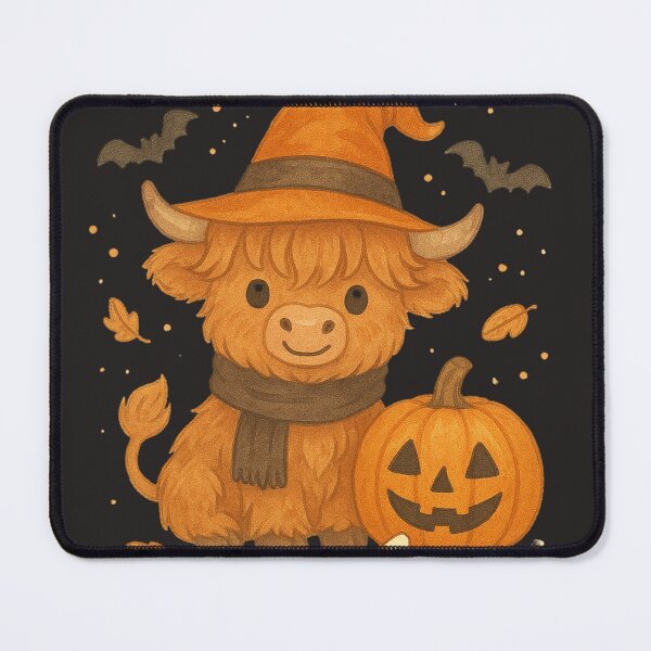Item preview, Cute Highland Cow Witch Halloween | Kawaii Pumpkin Fall Animal Art designed and sold by New Art.