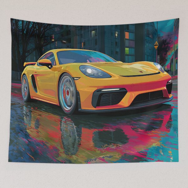 Item preview, Pop Art Porsche 718 Cayman GT4 Gift for Him designed and sold by AutoPopStudio.