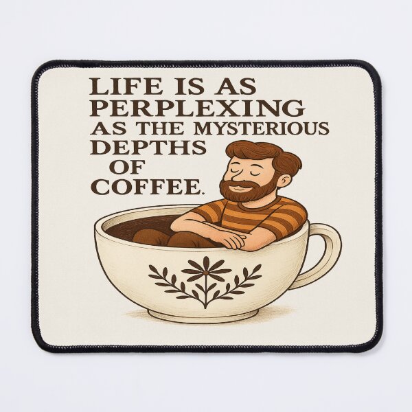 Item preview, The Mysterious Depths of Coffee – Thoughtful Coffee Quote Design designed and sold by alizo74.
