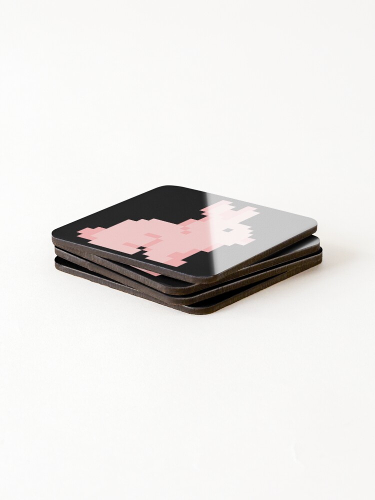 Thumbnail 4 of 5, Coasters (Set of 4), Pixel Pink Bunny – Cute 8-Bit Retro Rabbit Design designed and sold by AddictiveDesign.
