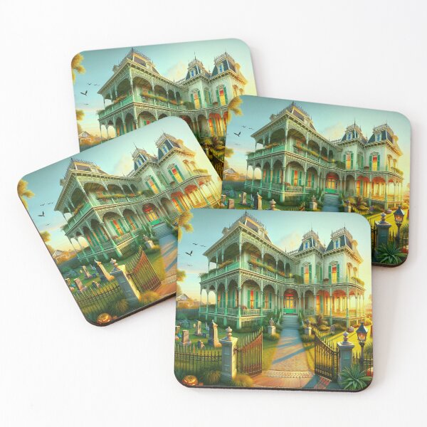 Item preview, Haunted Victorian Estate – Gothic Halloween House with Pumpkins & Spooky Sunset Art designed and sold by NancyzKreations.