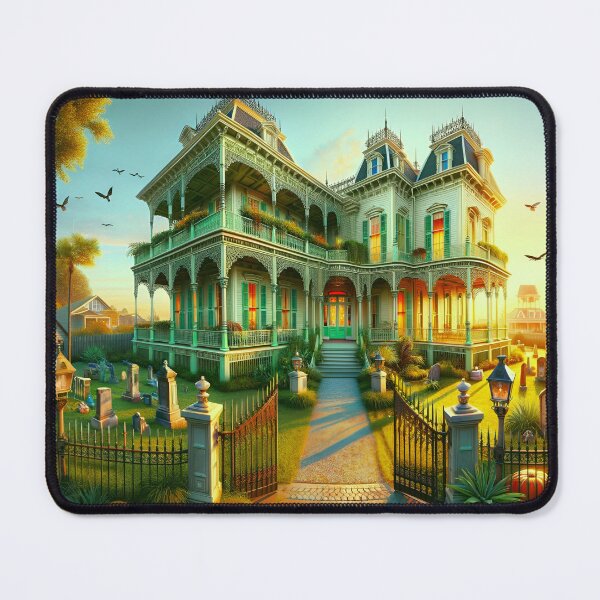 Item preview, Haunted Victorian Estate – Gothic Halloween House with Pumpkins & Spooky Sunset Art designed and sold by NancyzKreations.