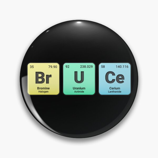 Artikelvorschau, Bruce, individueller Name aus Elementen des Periodensystems, personalisiertes Chemie-Design, wissenschaftliches Geschenk für Nerds und Studenten entworfen und verkauft von chipmuckdesignn.