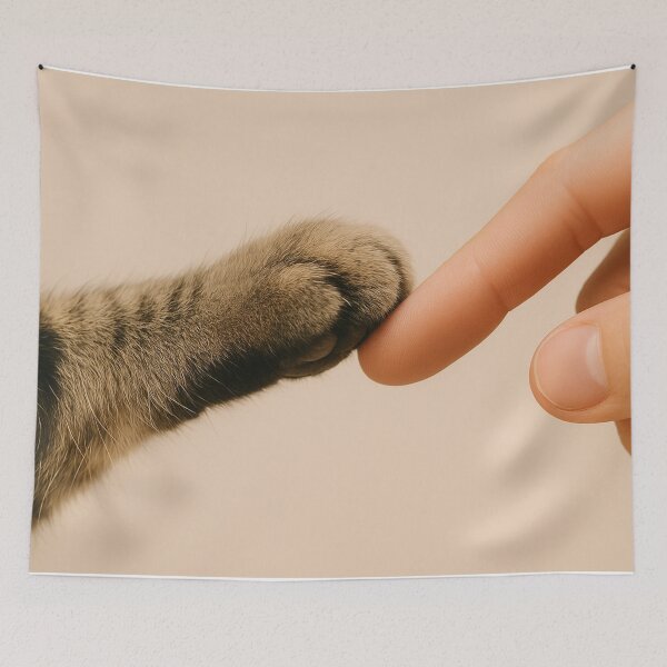 Item preview, Cat paw touching human finger designed and sold by SassyArtistry.