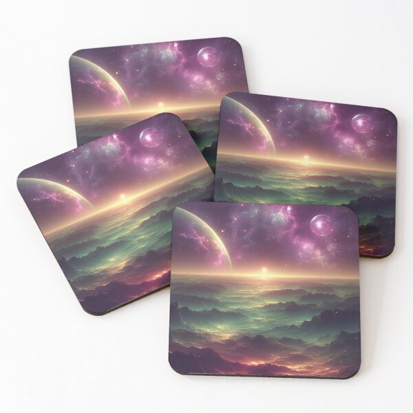 Item preview, Cosmic Sunrise Over a Desolate Planet  designed and sold by Aesthetic-Ai.
