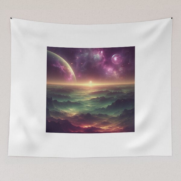 Item preview, Cosmic Sunrise Over a Desolate Planet  designed and sold by Aesthetic-Ai.
