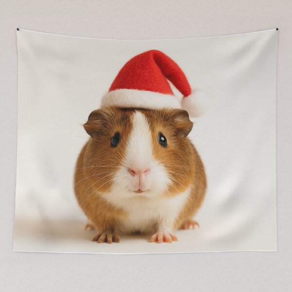 Item preview, Cute guinea pig wearing Santa hat designed and sold by SassyArtistry.
