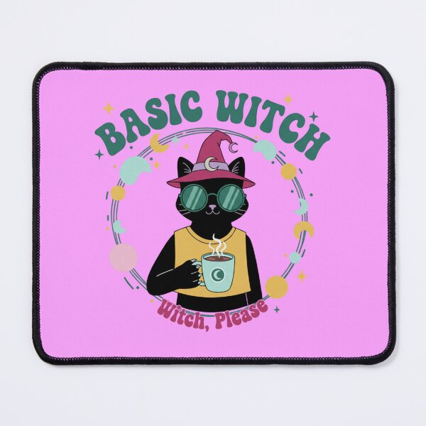 Item preview, Basic Witch Cat: Cute Feline in a Hat and Glasses with Hot Coffee designed and sold by catlovers2025.