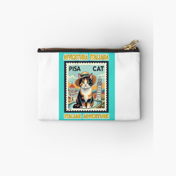 Item preview, Calico Cat Italian Adventure in Pisa (Stamp Illustration) designed and sold by craftybegonia.