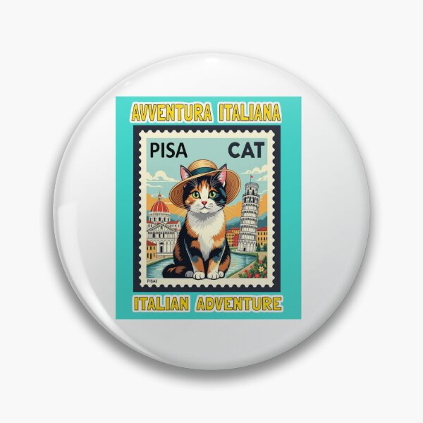 Item preview, Calico Cat Italian Adventure in Pisa (Stamp Illustration) designed and sold by craftybegonia.