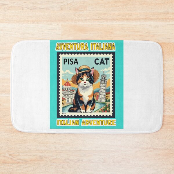 Item preview, Calico Cat Italian Adventure in Pisa (Stamp Illustration) designed and sold by craftybegonia.