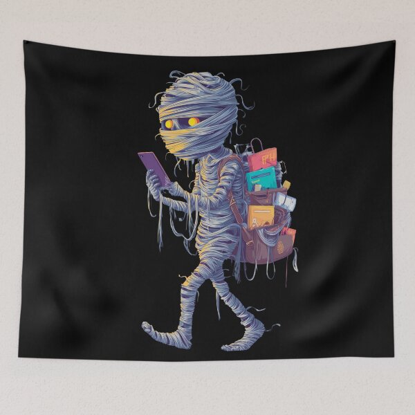 Item preview, Funny Student Mummy with Phone and Backpack designed and sold by TheColorKey.