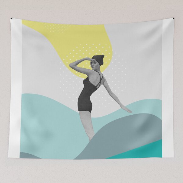 Item preview, Vintage Girl in the Beach Art Print designed and sold by Urban Wall Art Art.