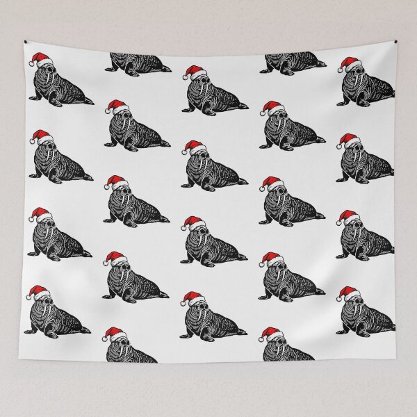 Item preview, Festive Walrus with Santa Hat Silhouette designed and sold by JollyCritters.