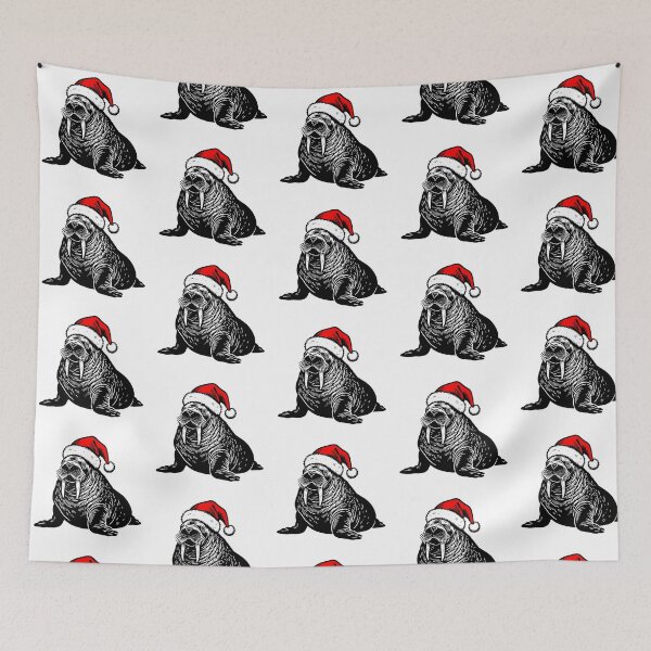 Item preview, Festive Walrus with Santa Hat Silhouette designed and sold by JollyCritters.