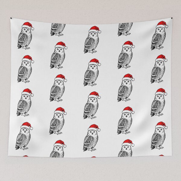Item preview, Snowy Owl with Santa Hat Silhouette designed and sold by JollyCritters.