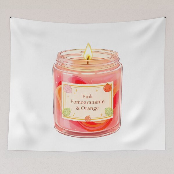 Item preview, Cozy Pink Scented Pomegranate with Orange Candle Jar - Aesthetic Candle Art designed and sold by scicilysimonee.
