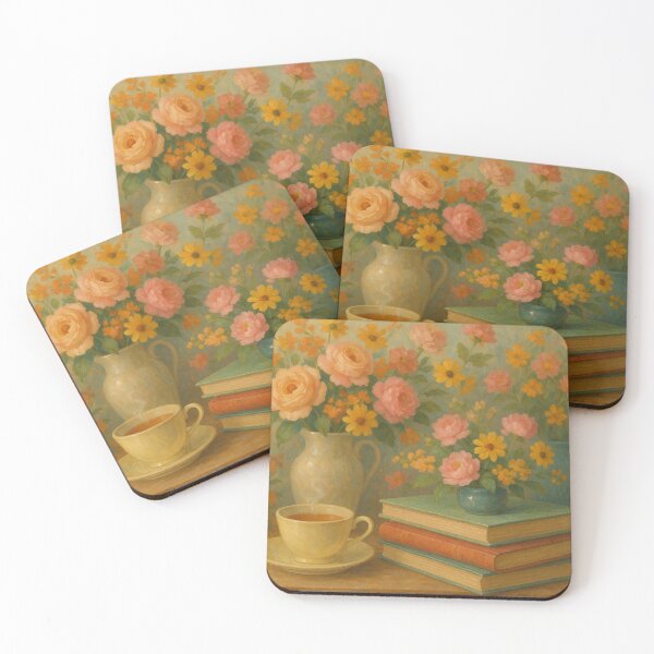 Item preview, Vintage flowers with books and tea designed and sold by SassyArtistry.