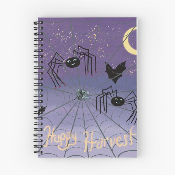 Item preview, Happy Harvest Creepy Spiders Black Bats Crescent Moon Spider Web designed and sold by HydrangeaDelMar.