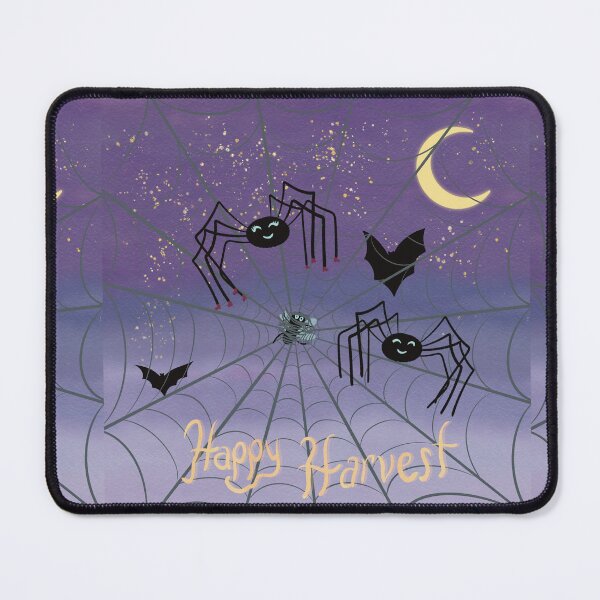 Item preview, Happy Harvest Creepy Spiders Black Bats Crescent Moon Spider Web designed and sold by HydrangeaDelMar.