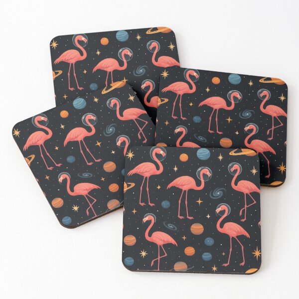 Item preview, Flamingos in space pattern designed and sold by SassyArtistry.