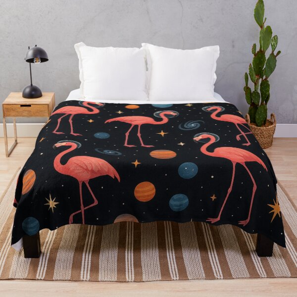 Item preview, Flamingos in space pattern designed and sold by SassyArtistry.