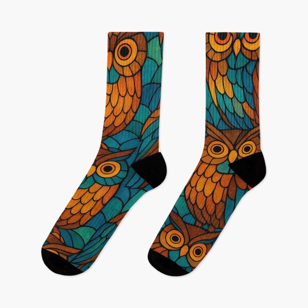 Item preview, Stained Glass 70s Owl – Retro Psychedelic All Over Print designed and sold by getpressedshirt.
