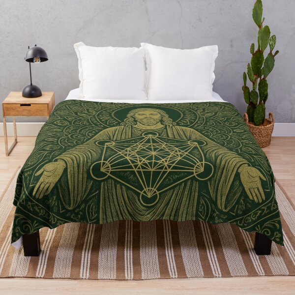 Item preview, Christian Scarf, syal, Jesus Scarf, Geometry Scarf, Divine Metatron Geometry – Olive & Gold Sacred Design | Spiritual Symbol Art for Fashion, Gifts & Home designed and sold by iandriani.