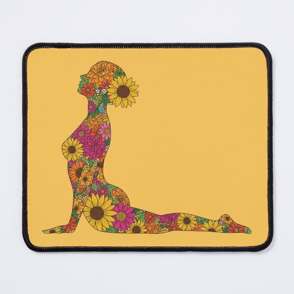 Item preview, Floral Cobra Pose Yoga Art | Groovy 70s Flower Power Bhujangasana Design designed and sold by Zen Mosaic.