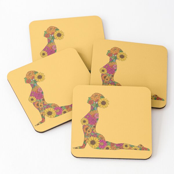 Item preview, Floral Cobra Pose Yoga Art | Groovy 70s Flower Power Bhujangasana Design designed and sold by Zen Mosaic.
