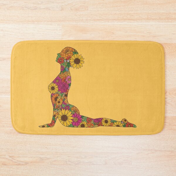 Item preview, Floral Cobra Pose Yoga Art | Groovy 70s Flower Power Bhujangasana Design designed and sold by Zen Mosaic.