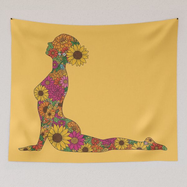 Item preview, Floral Cobra Pose Yoga Art | Groovy 70s Flower Power Bhujangasana Design designed and sold by Zen Mosaic.