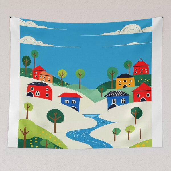 Item preview, View of houses and urban area cartoon designed and sold by saly55887.