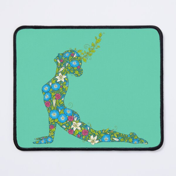 Item preview, Morning Glory Yoga Cobra Pose Art | Serene Floral Bhujangasana Design designed and sold by Zen Mosaic.