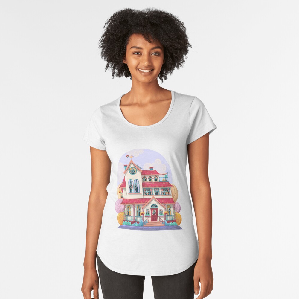 Colorful cartoon house illustration Premium Scoop T-Shirt
