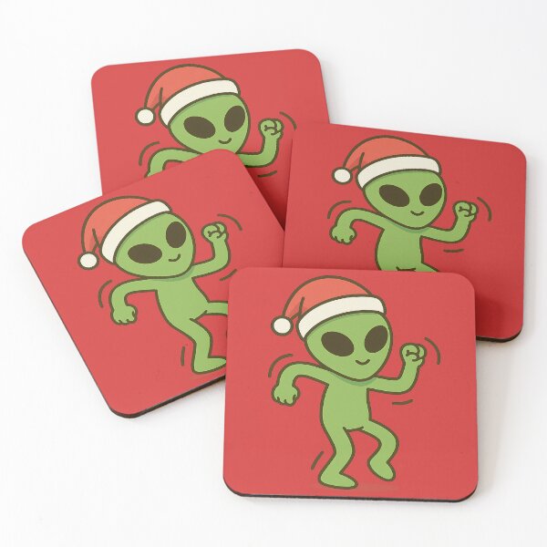 Item preview, Dancing alien with a fun and festive Christmas hat designed and sold by MartzDesigns.