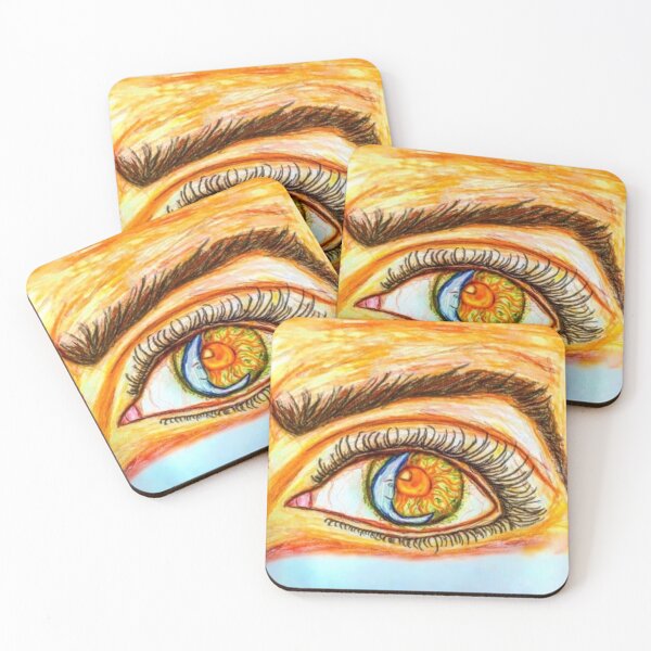 Item preview, Sun Moon Eye Spiritual Abstract Universe Colored Pencil Drawing  designed and sold by LunaSpiritArt.