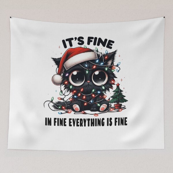 Item preview, Im Fine Everything is Fine Cat Tangled Up In Christmas Lights designed and sold by Diane Gotti.