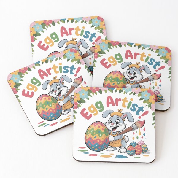 Item preview, Egg Artist | Creative Easter Bunny Art | Whimsical Spring Design | Fun Easter Egg Painting Illustration designed and sold by PaintedPixels01.