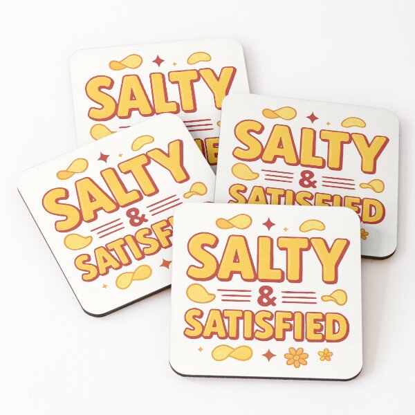 Item preview, Salty and Satisfied – Funny Potato Chip Lover Quote Design designed and sold by Mai Tucents Designs.